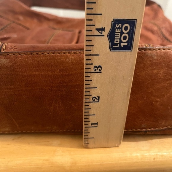 VTG Fossil Hobo Bag Brown Leather Brass Hardware Zip Closure - Picture 9 of 10